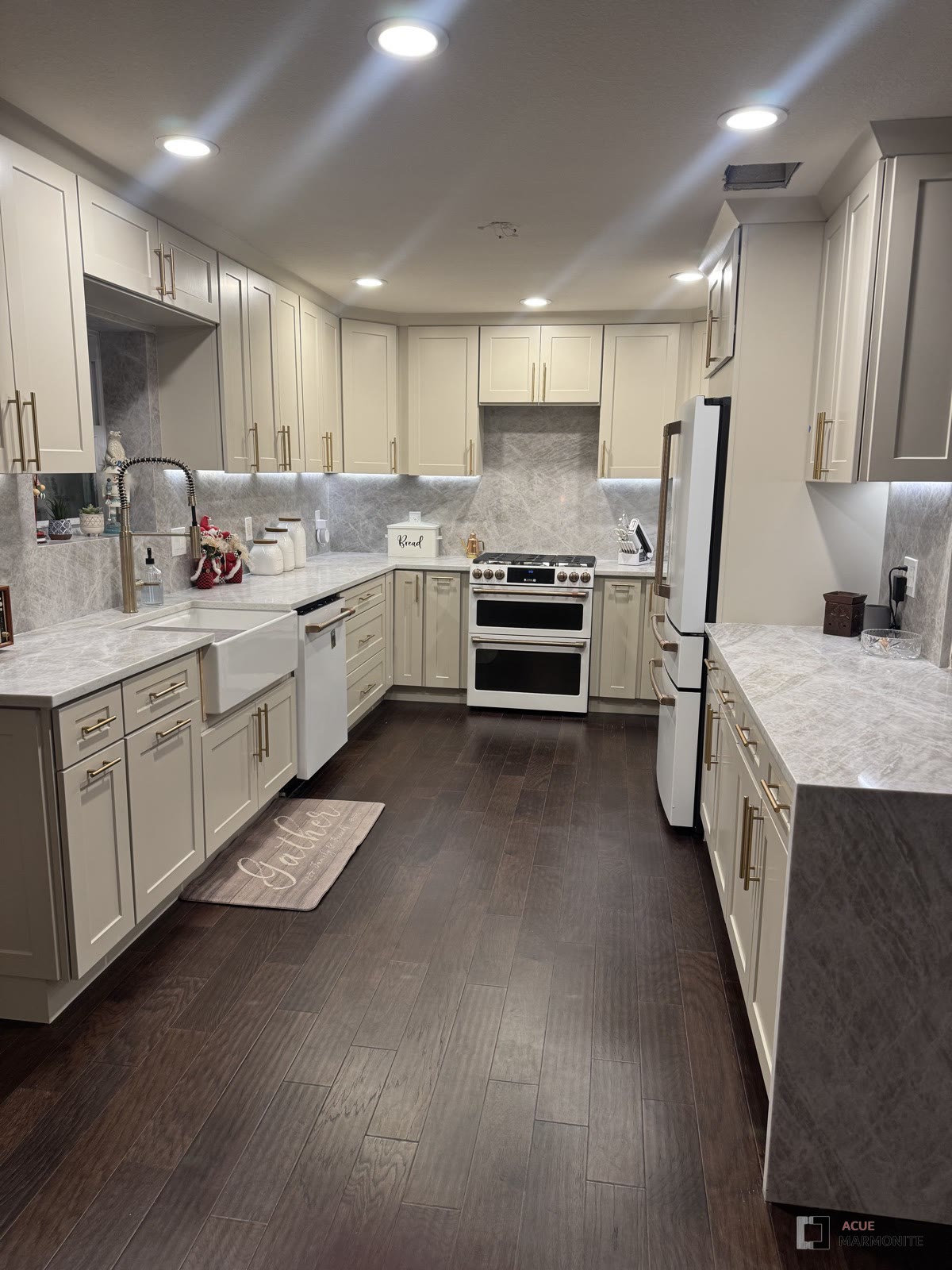 Taj Premium quartzite kitchen installed by Acue Marmonite